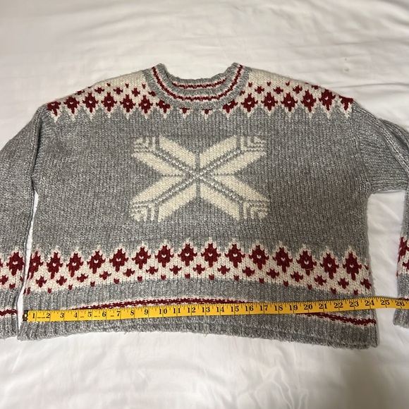 American Eagle Outfitters Fair isle Chunky Knit crop relaxed Sweater Sze L - Picture 12 of 13